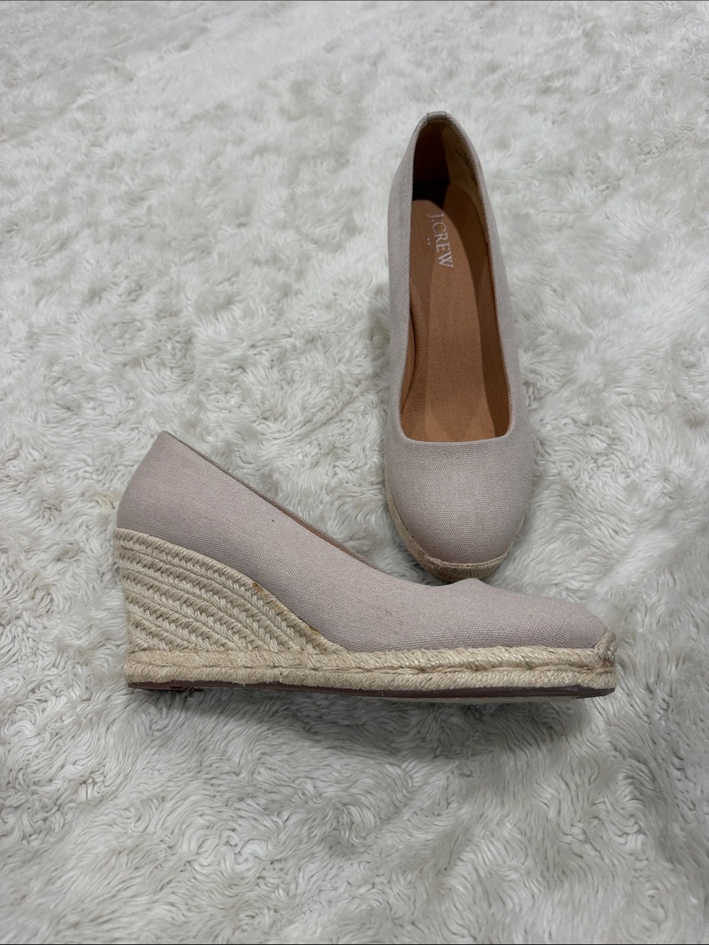 J. Crew Blush Canvas Espadrille Wedge Pumps Shoes Woman’s Size 8.5